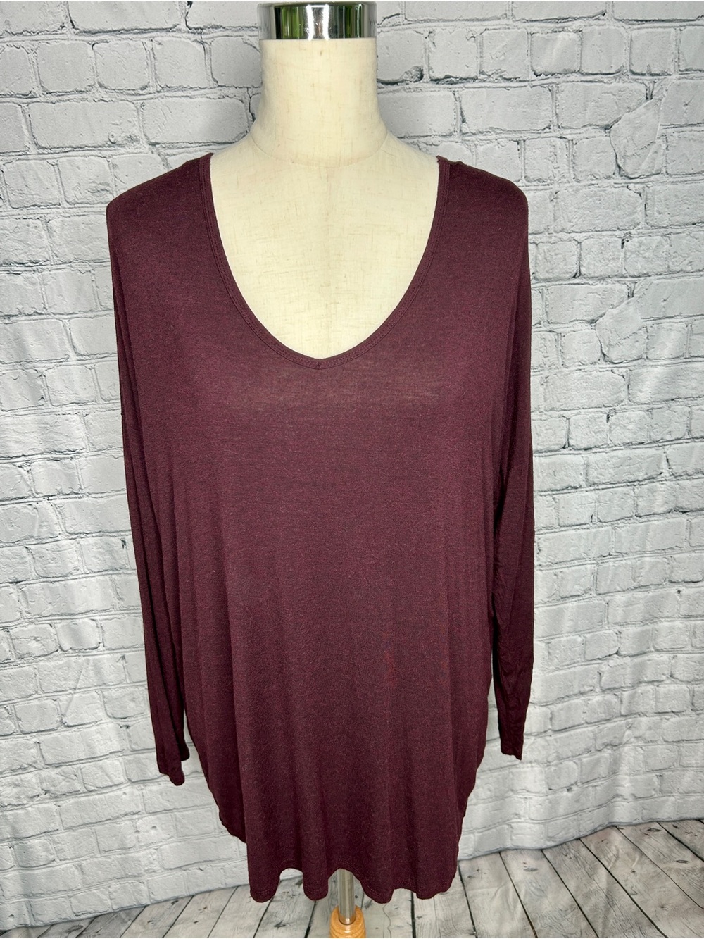 Garage Burgundy V-Neck Long Sleeve Tunic